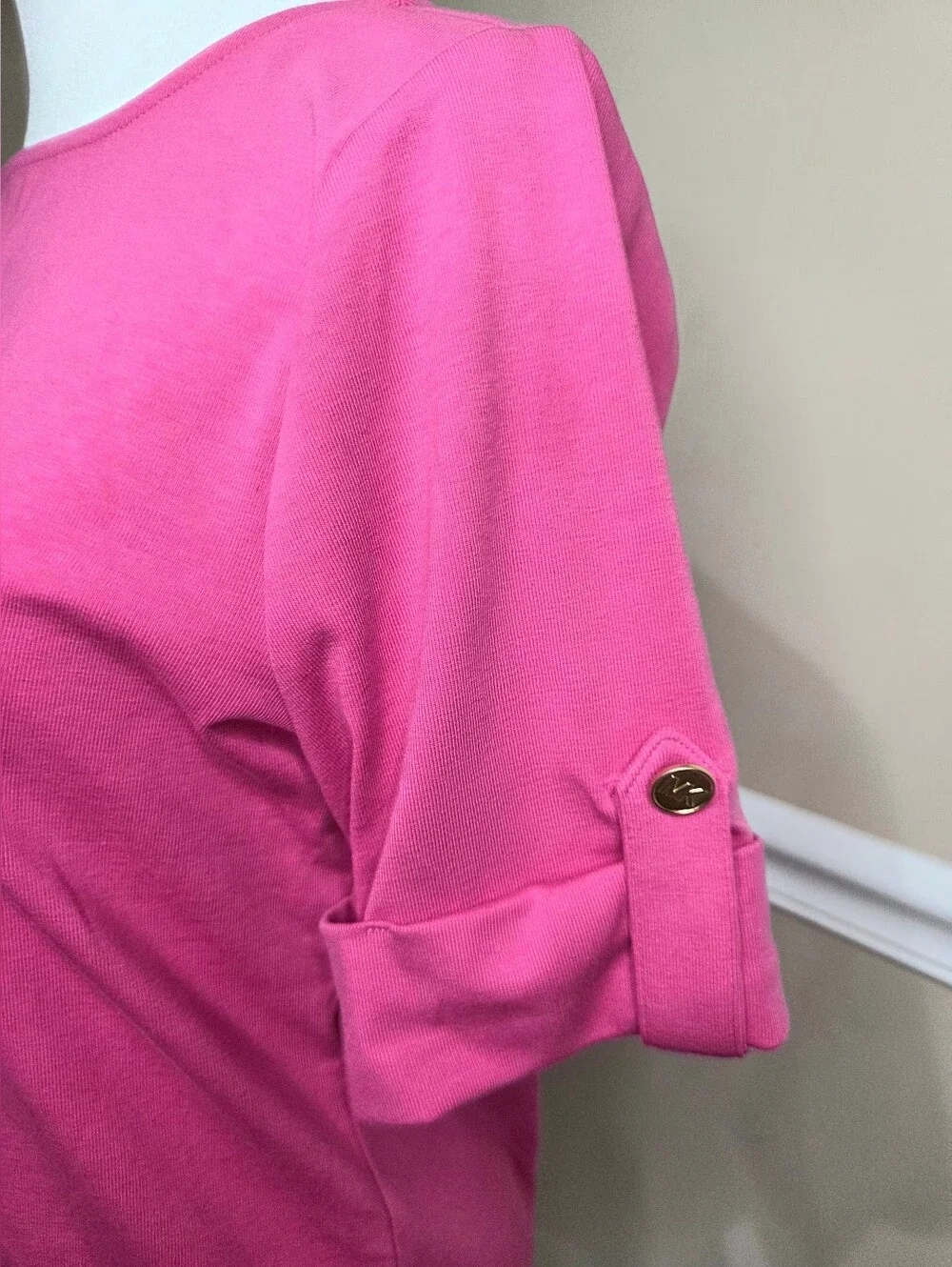 Michael Kors Pink Boatneck Short-Sleeve Top